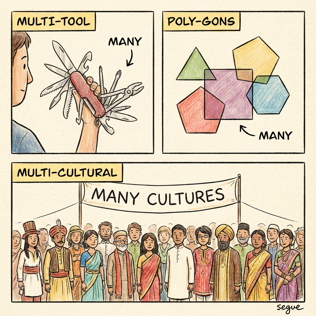 multi-, poly-