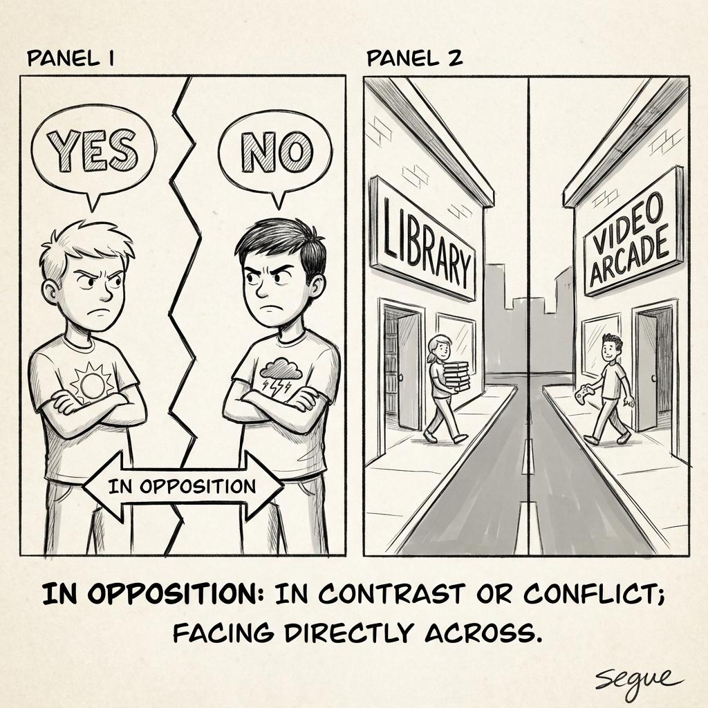 in opposition