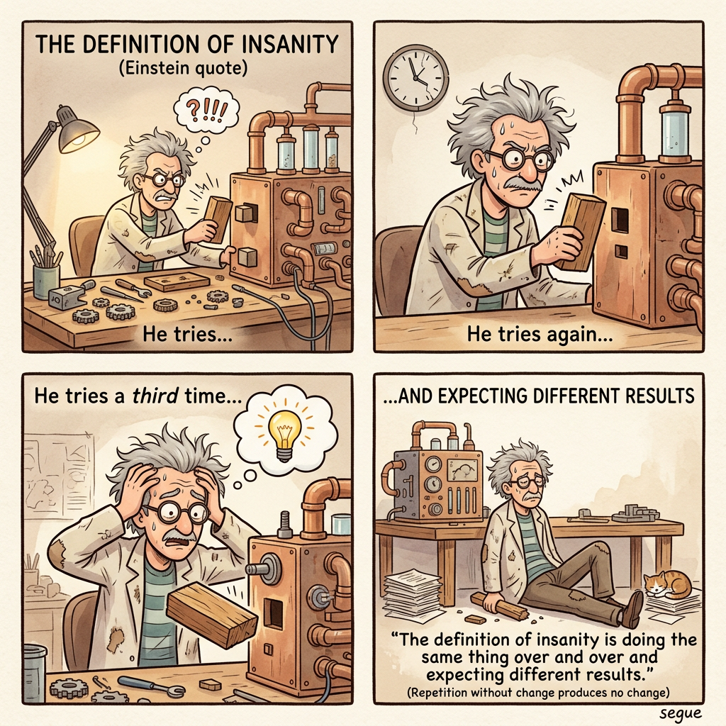The definition of insanity is doing the same thing over and over and expecting different results